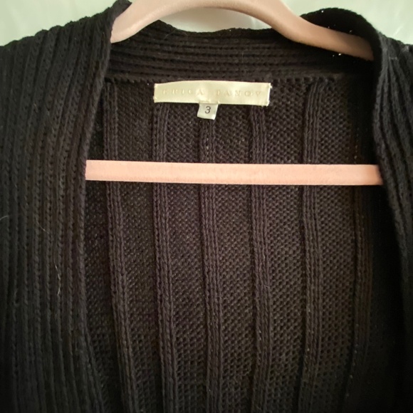 Erica Tanov Pima Cotton Lounge Cardigan in Black, Large - Picture 5 of 8